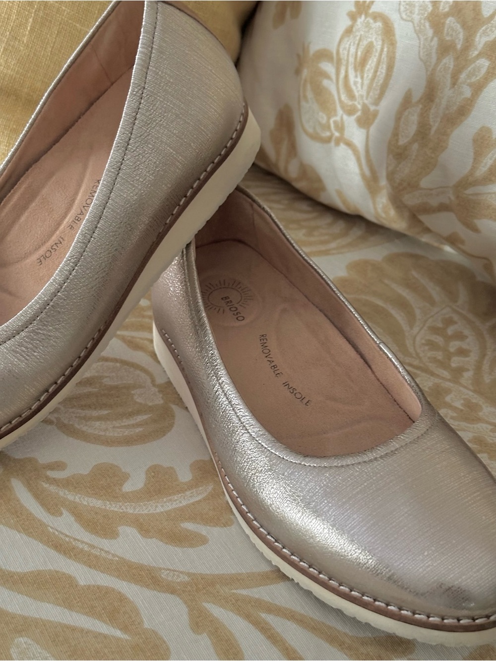 Brioso Emmaline Metallic Leather Wedge Ballet Flats